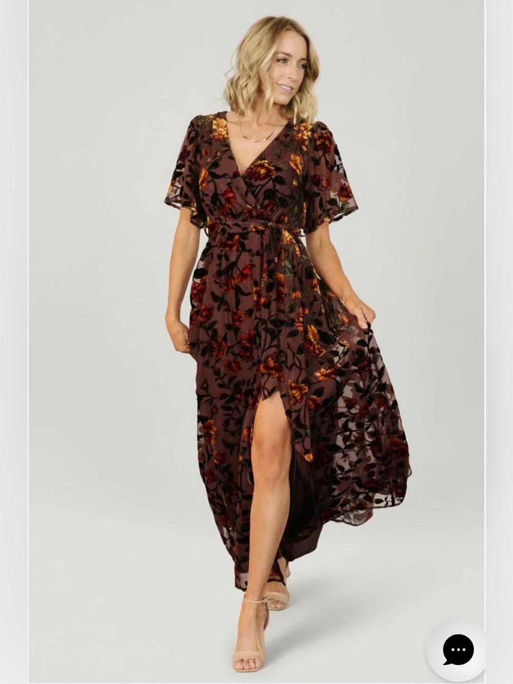 Baltic Born Uma Velvet Maxi Dress Clove Amber Floral
